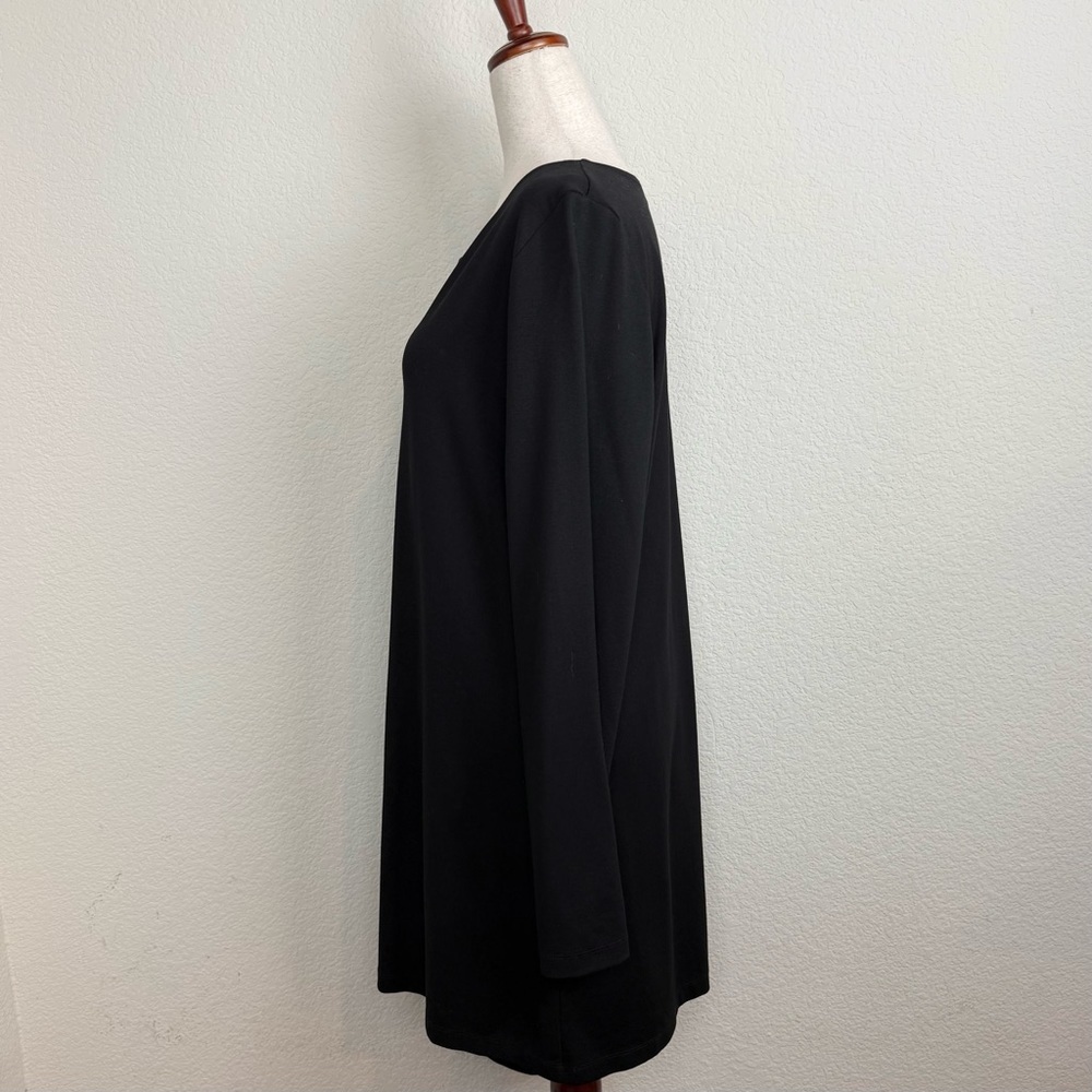 Bryn Walker Nada Black Asymmetrical Hem Long Sleeve Lagenlook Tunic Dress M - Picture 8 of 11